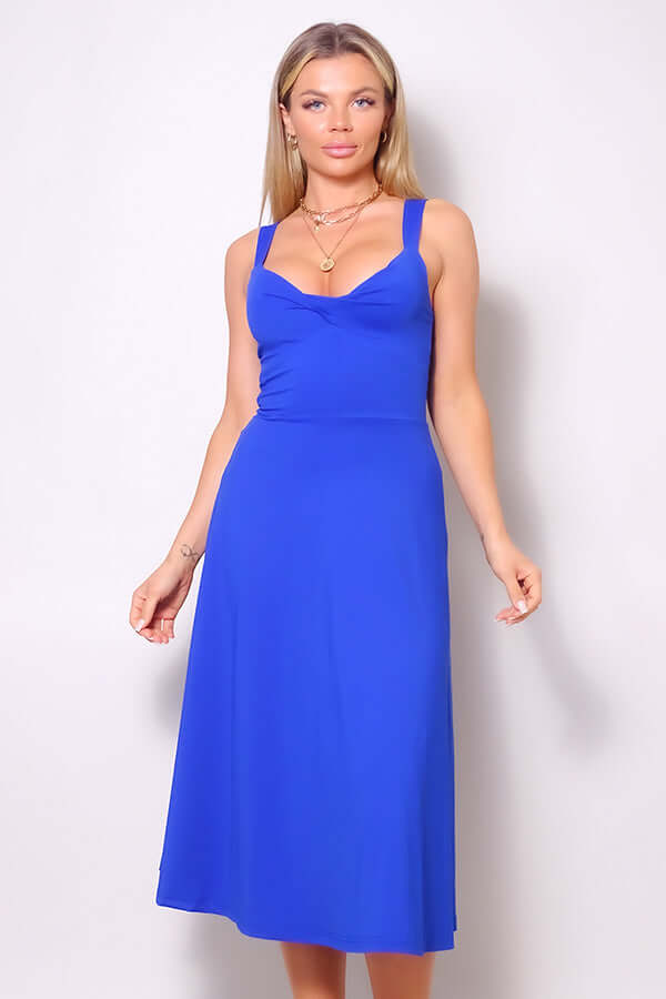 Sleeveless Twist Front A Line Midi Dress - The Diva Goddess