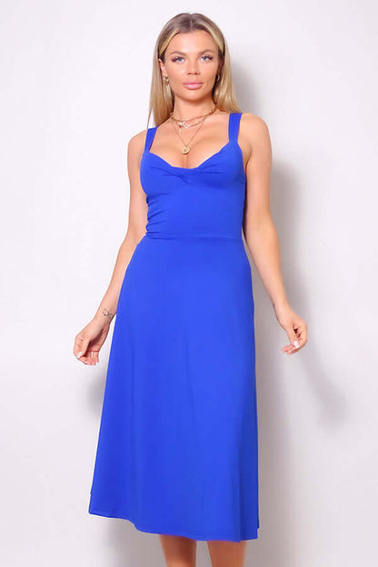 Sleeveless Twist Front A Line Midi Dress - The Diva Goddess