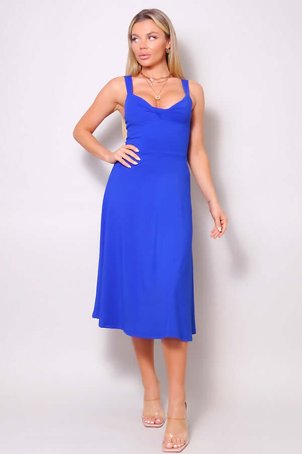 Sleeveless Twist Front A Line Midi Dress - The Diva Goddess