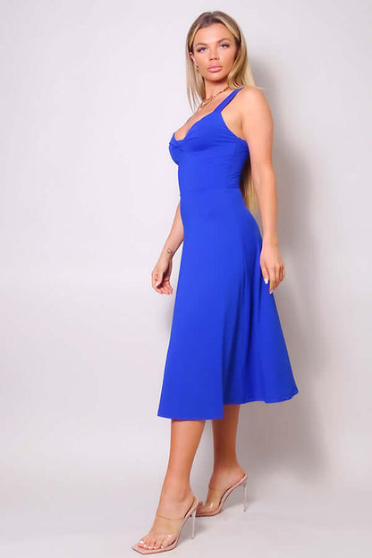 Sleeveless Twist Front A Line Midi Dress - The Diva Goddess