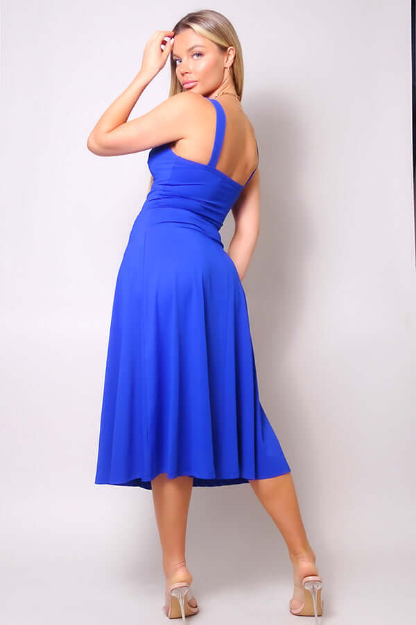 Sleeveless Twist Front A Line Midi Dress - The Diva Goddess