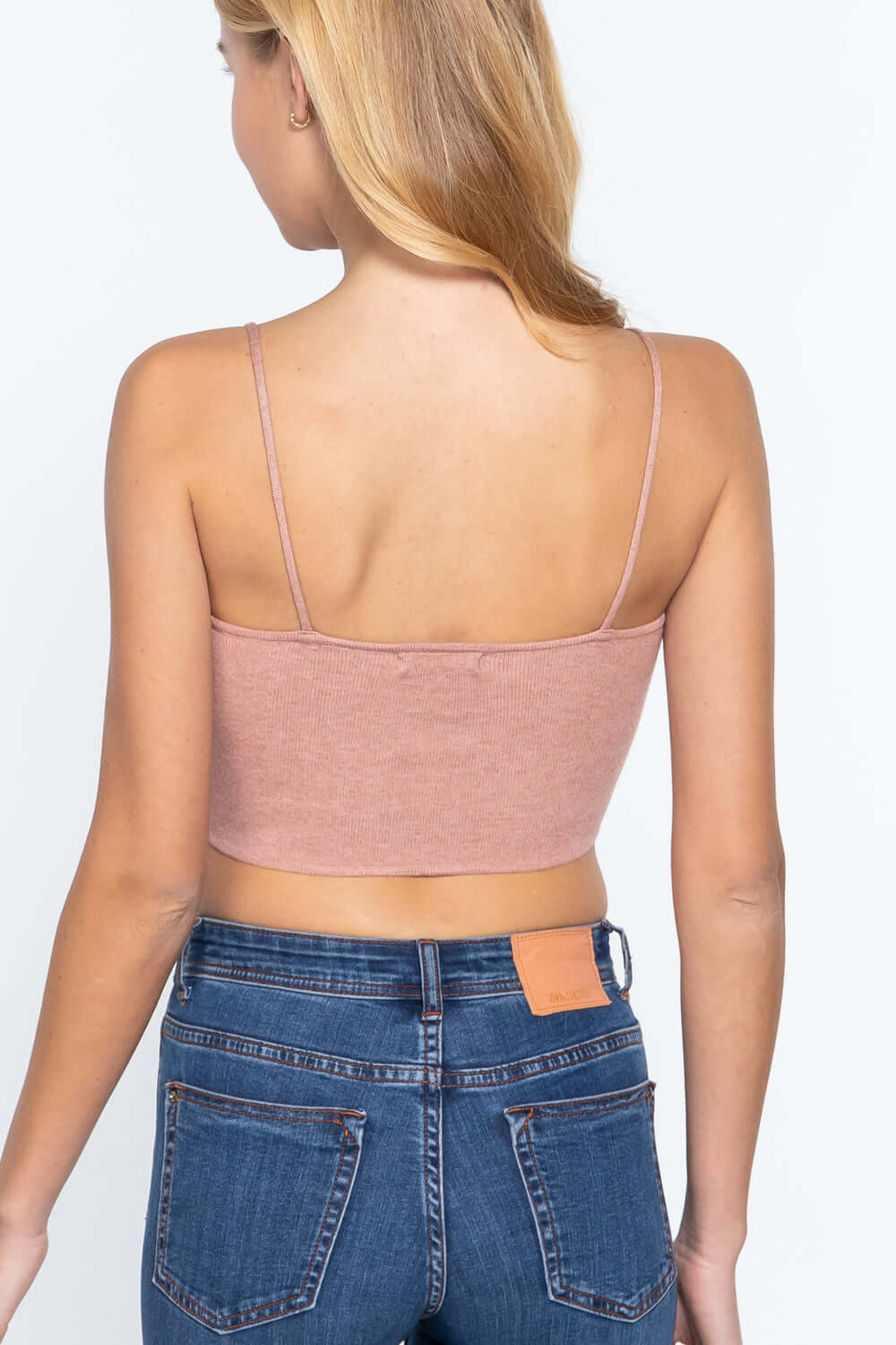 Front Ruched Detail Sweater Knit Crop Cami Top - The Diva Goddess