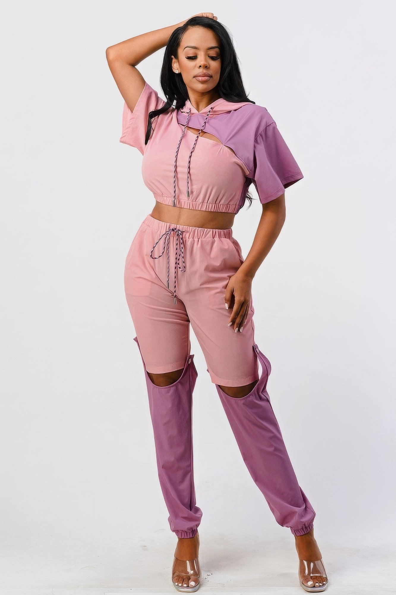 Color Block Pants Set