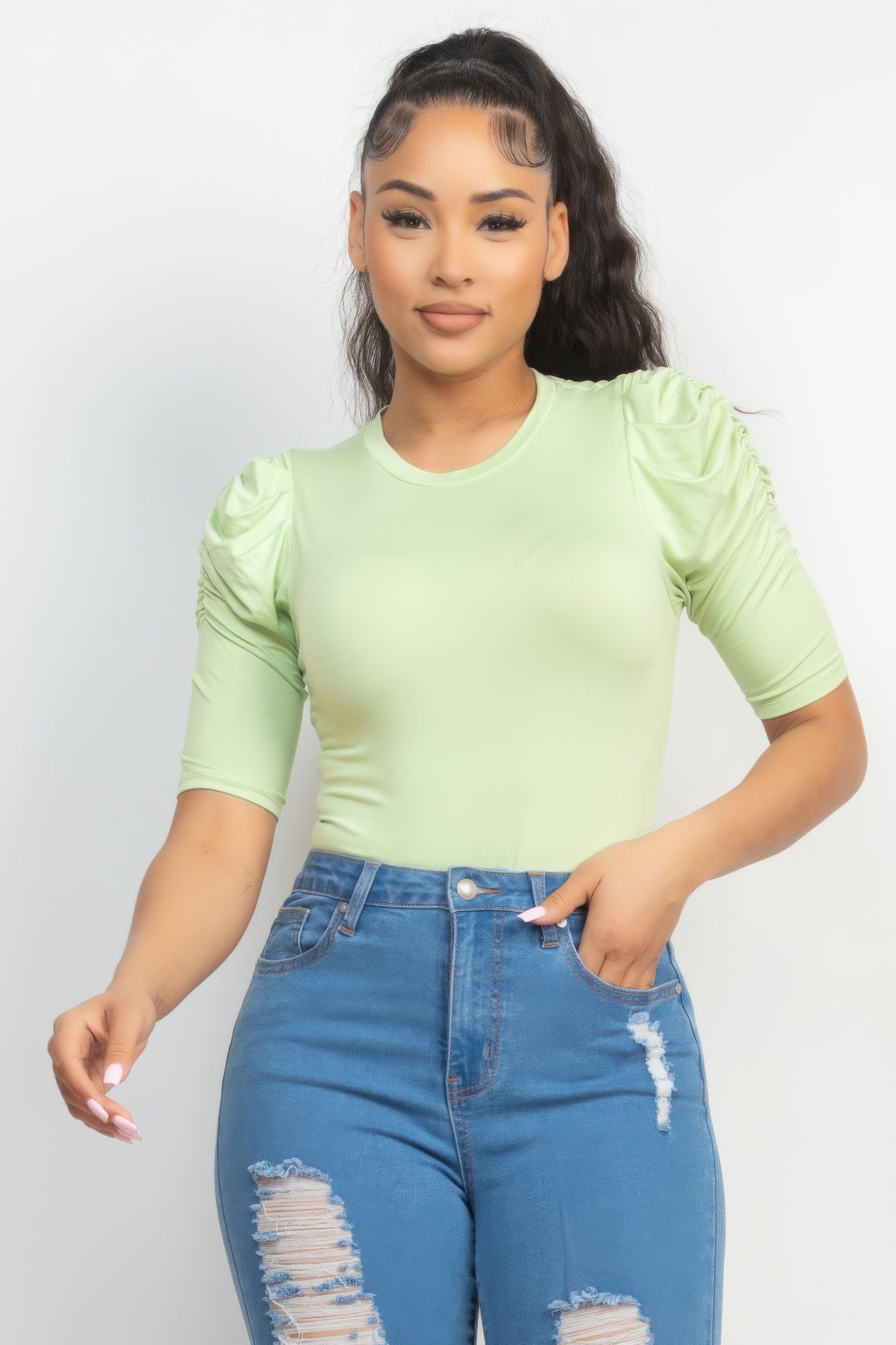 Ruched Sleeve Top