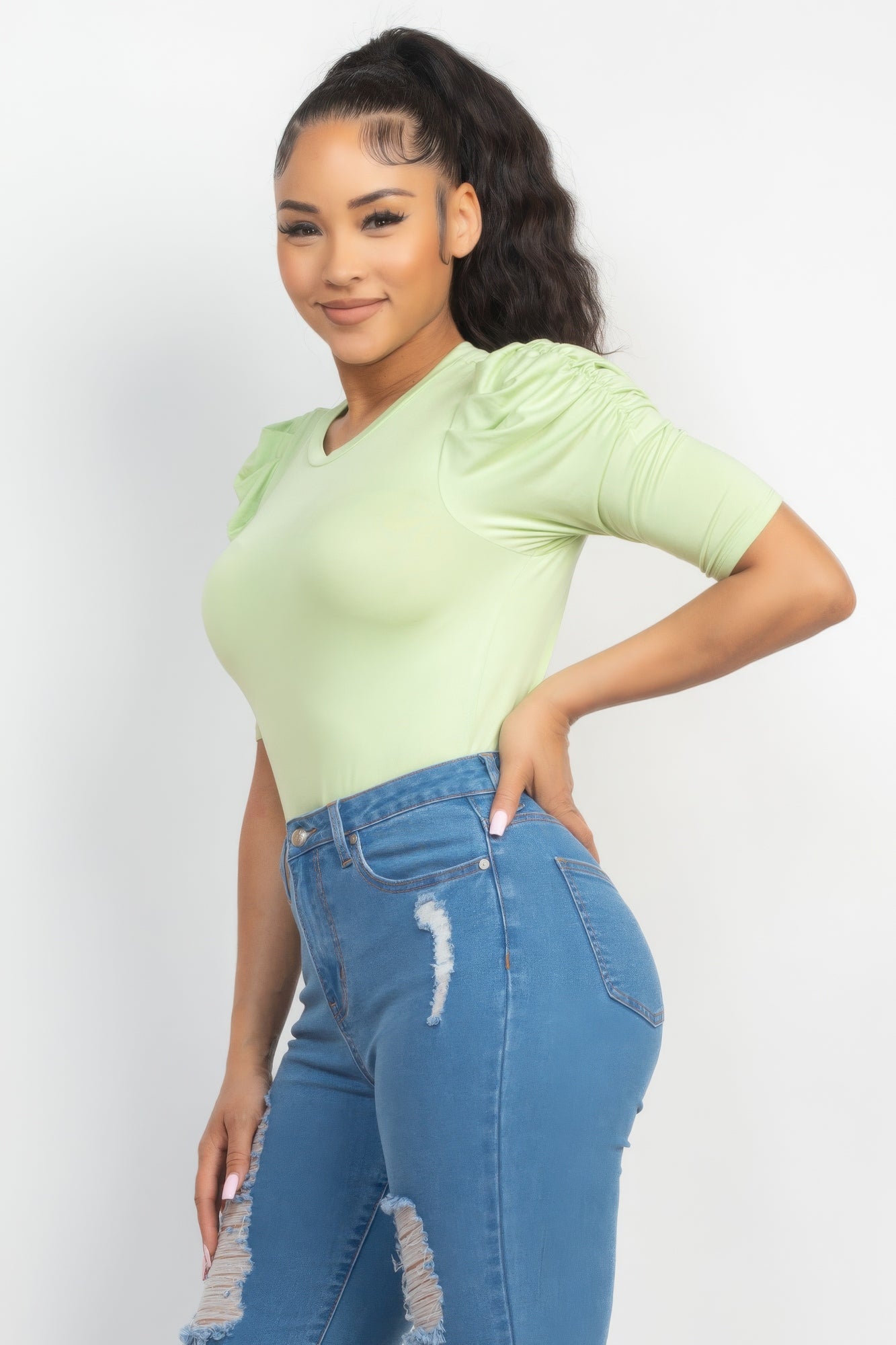 Ruched Sleeve Top