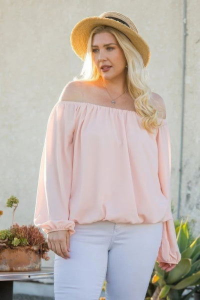 Off Shoulder Long Bubble Sleeve Top