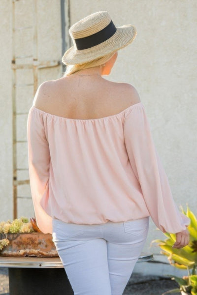 Off Shoulder Long Bubble Sleeve Top