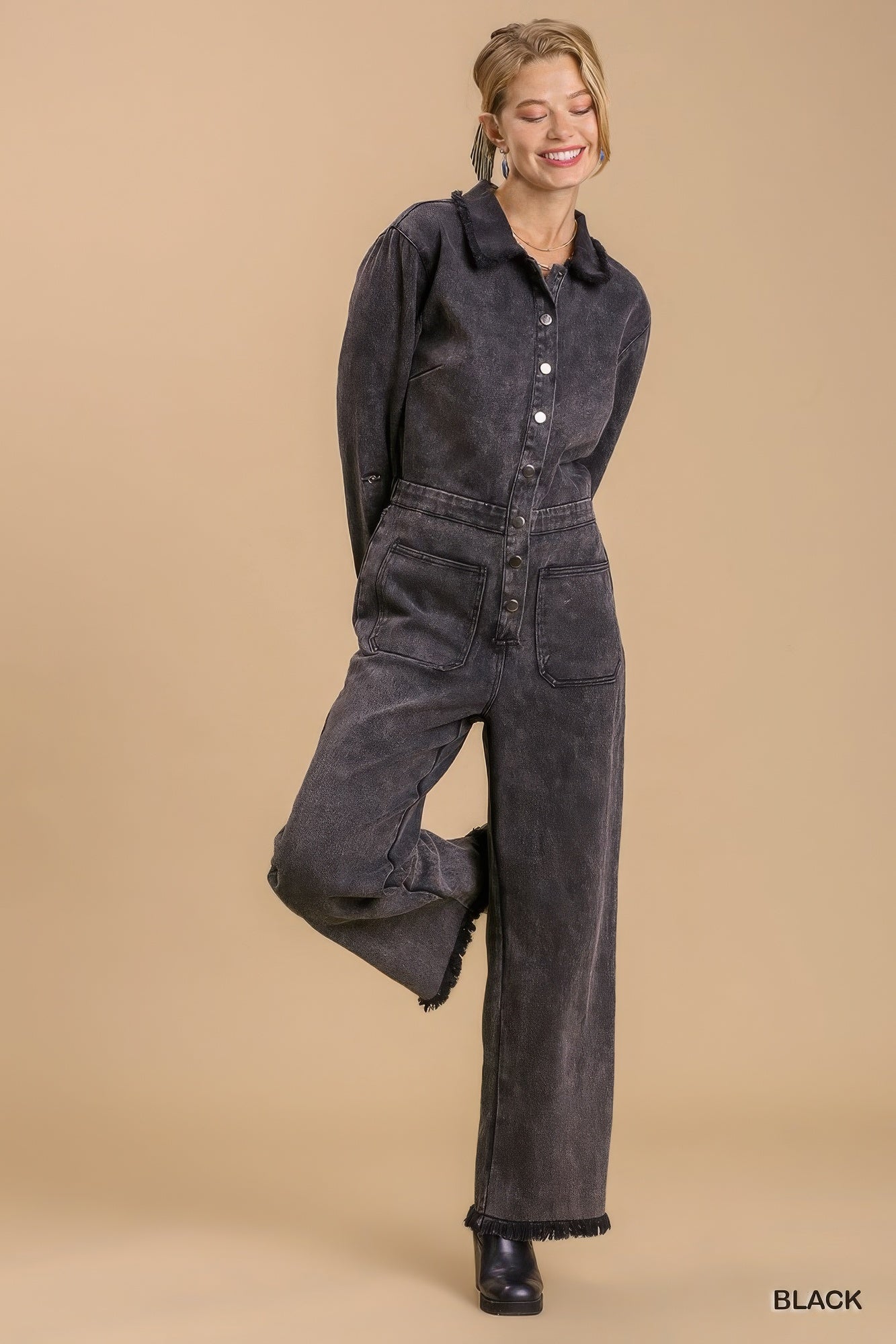 Stone wash jumpsuit