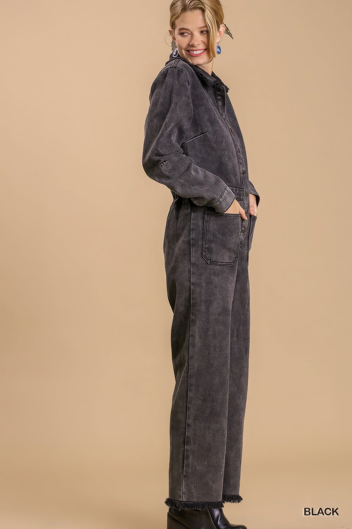 Stone wash jumpsuit