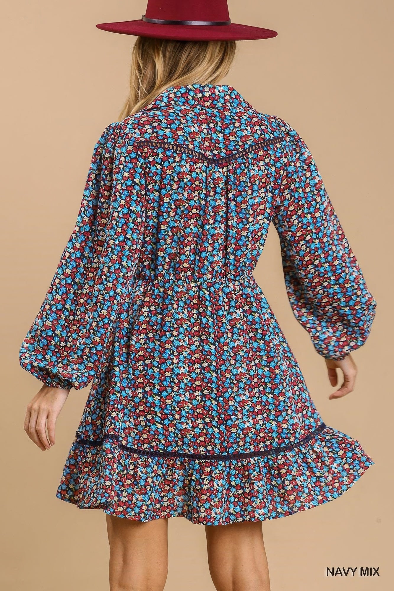 Collared Neckline Button Down Floral Print Dress