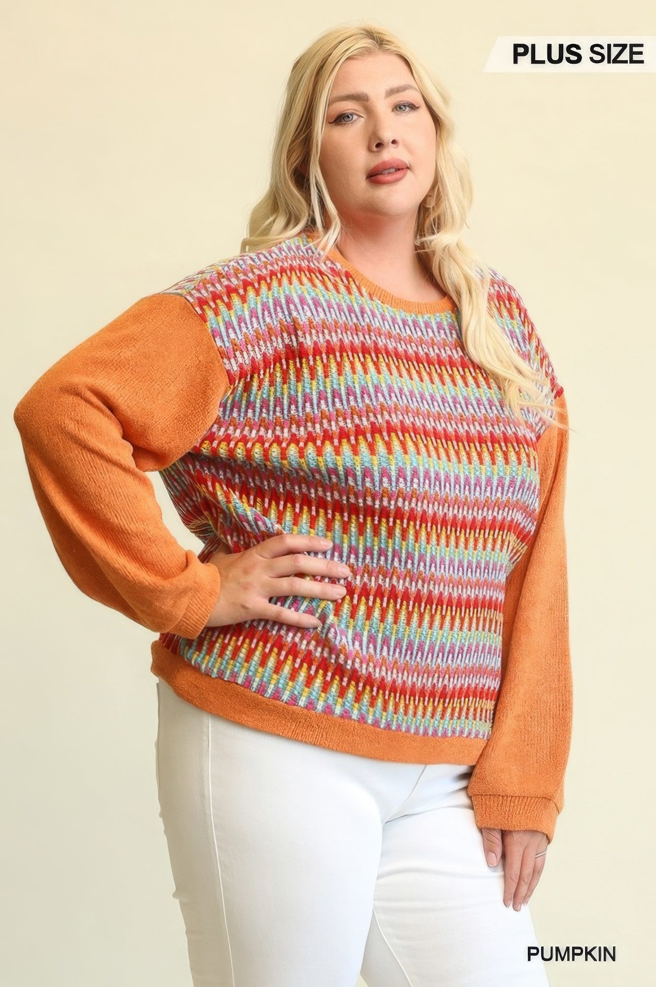 Solid Knit Mixed Loose Top With Drop Down Shoulder