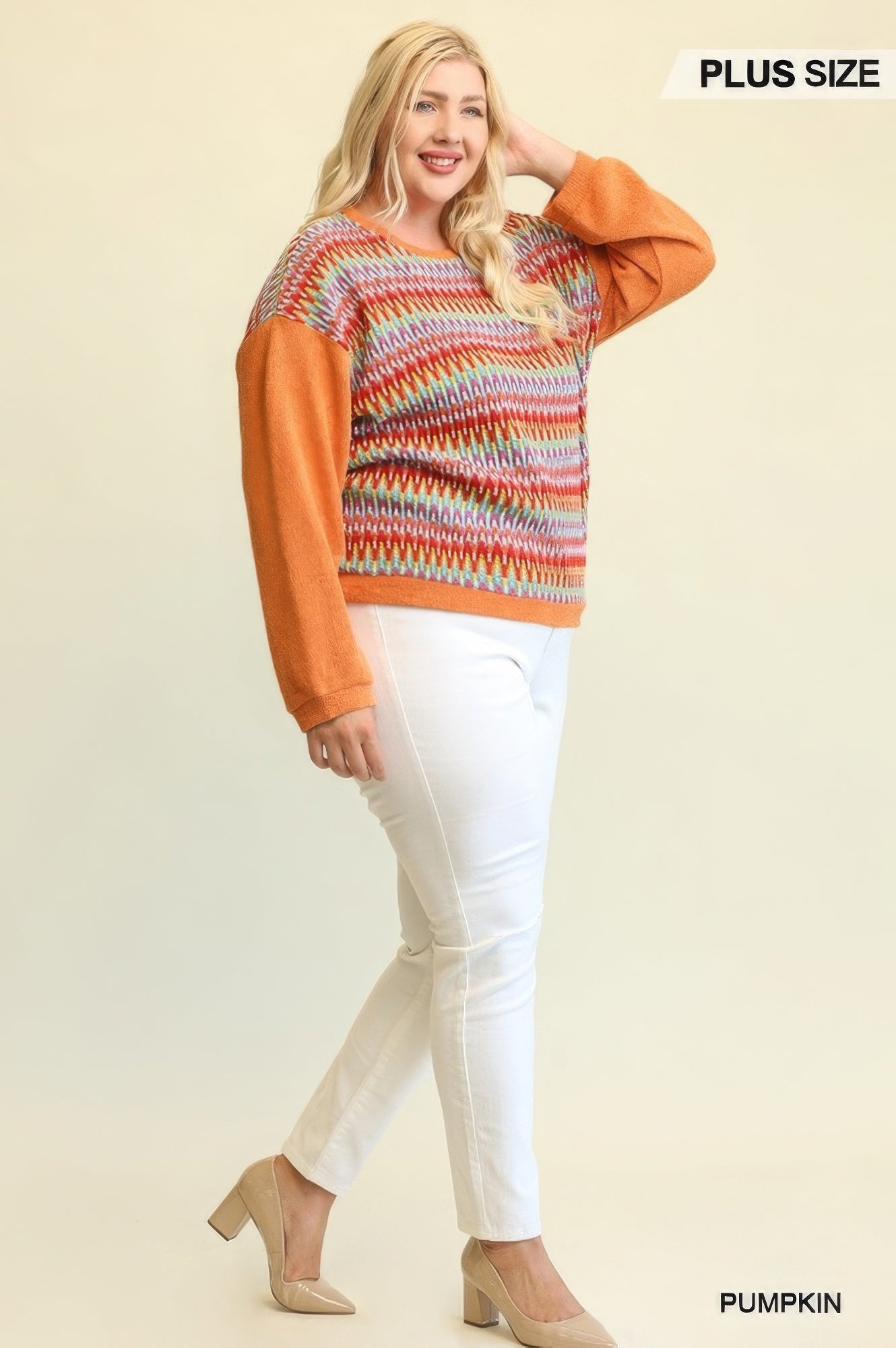 Solid Knit Mixed Loose Top With Drop Down Shoulder