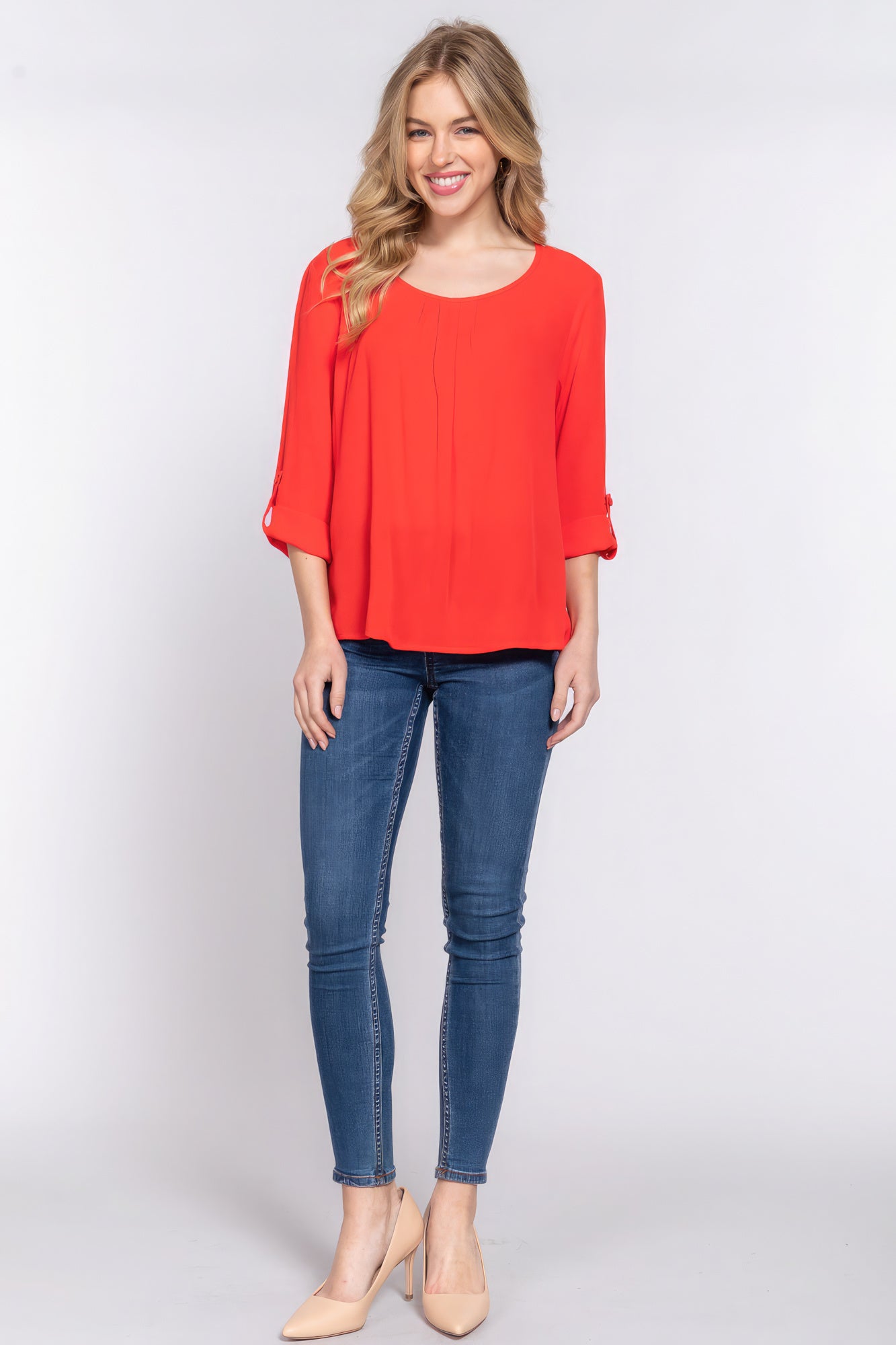 Roll up sleeve blouse