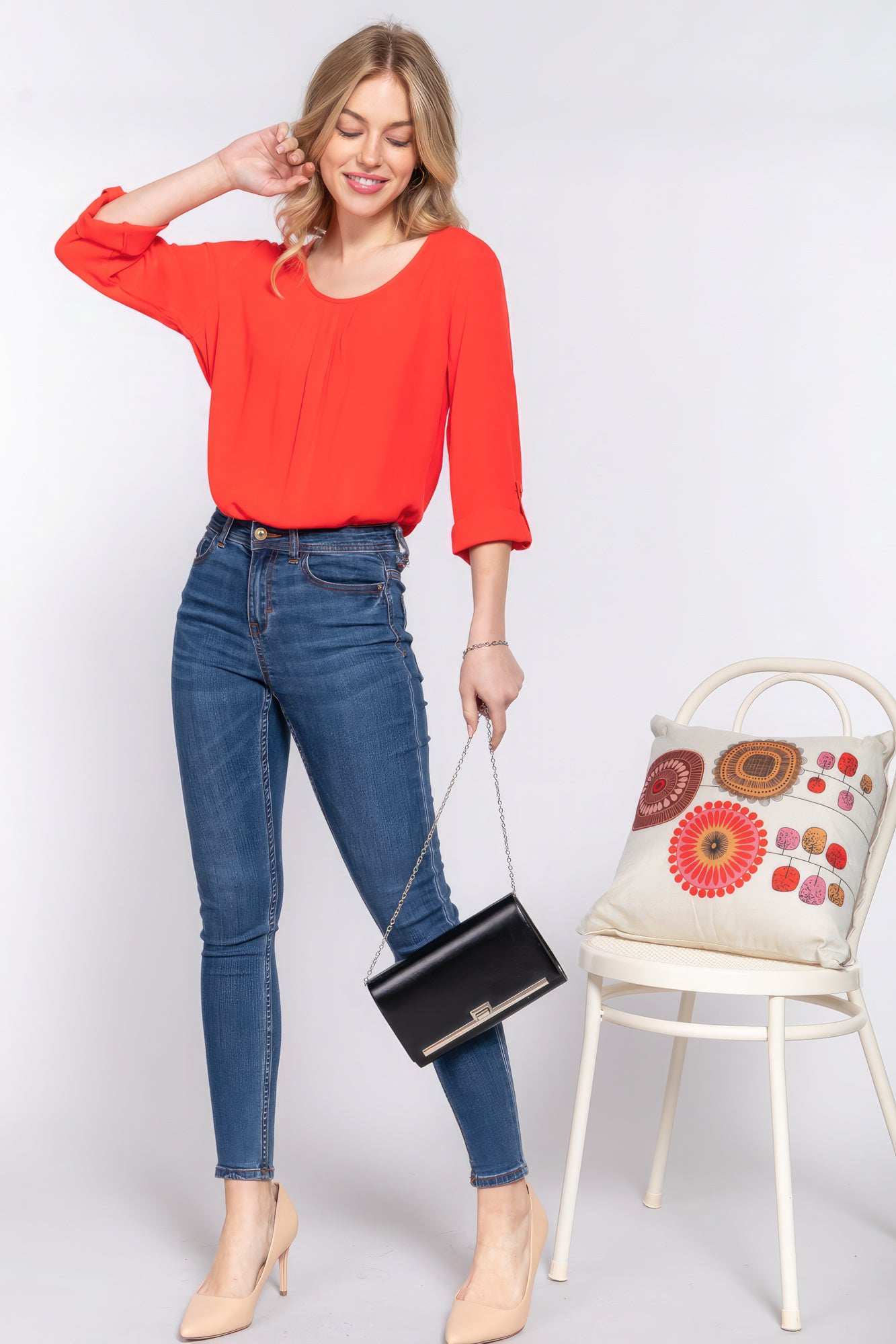 Roll up sleeve blouse