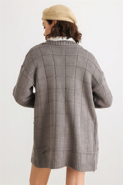 Knit Two Pocket Long Sleeve Open Front Cardigan