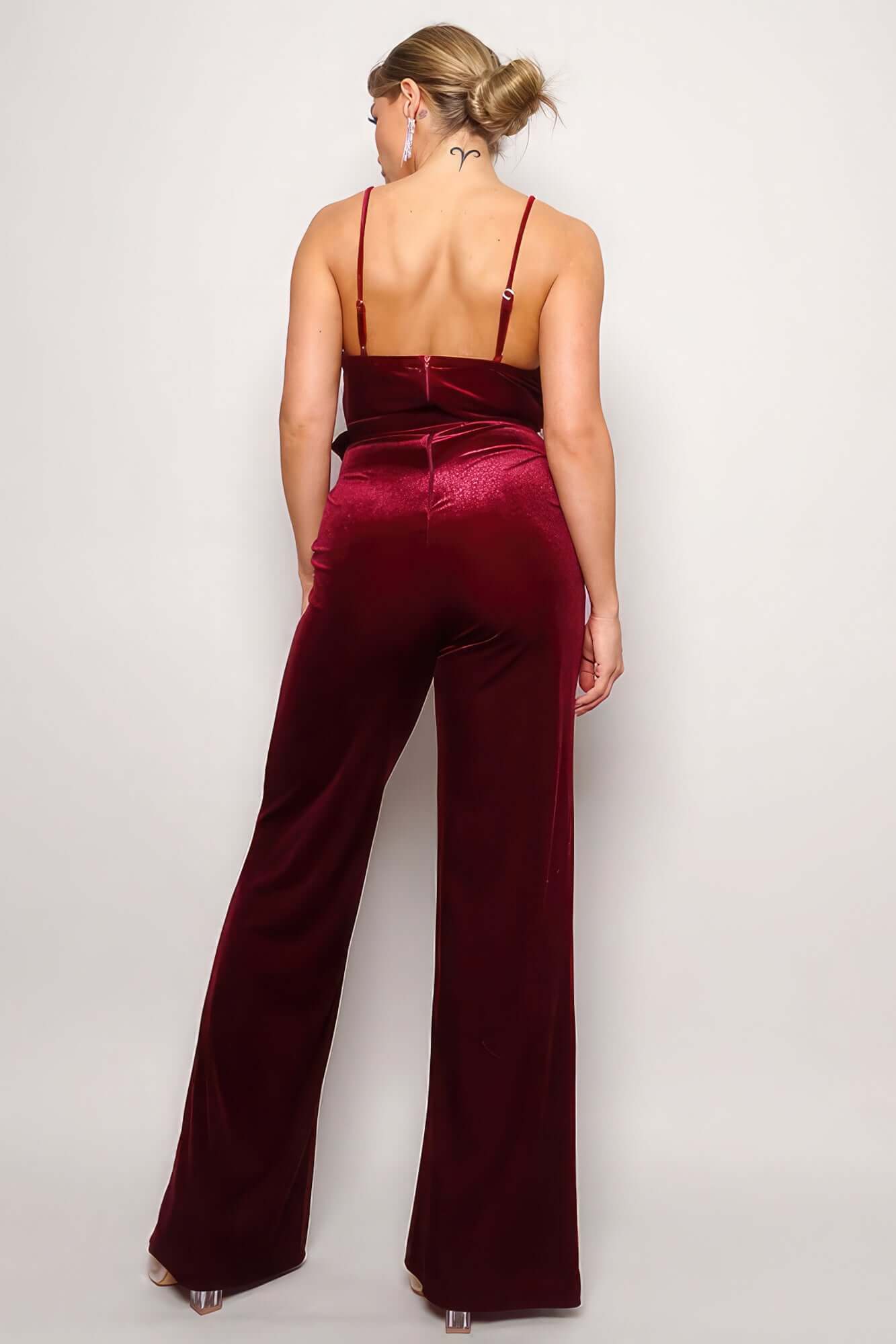 Samba Rhinestone Belt Velvet Jumpsuit - The Diva Goddess