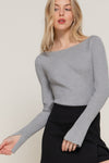 Long Sleeve Boat Neck Sweater