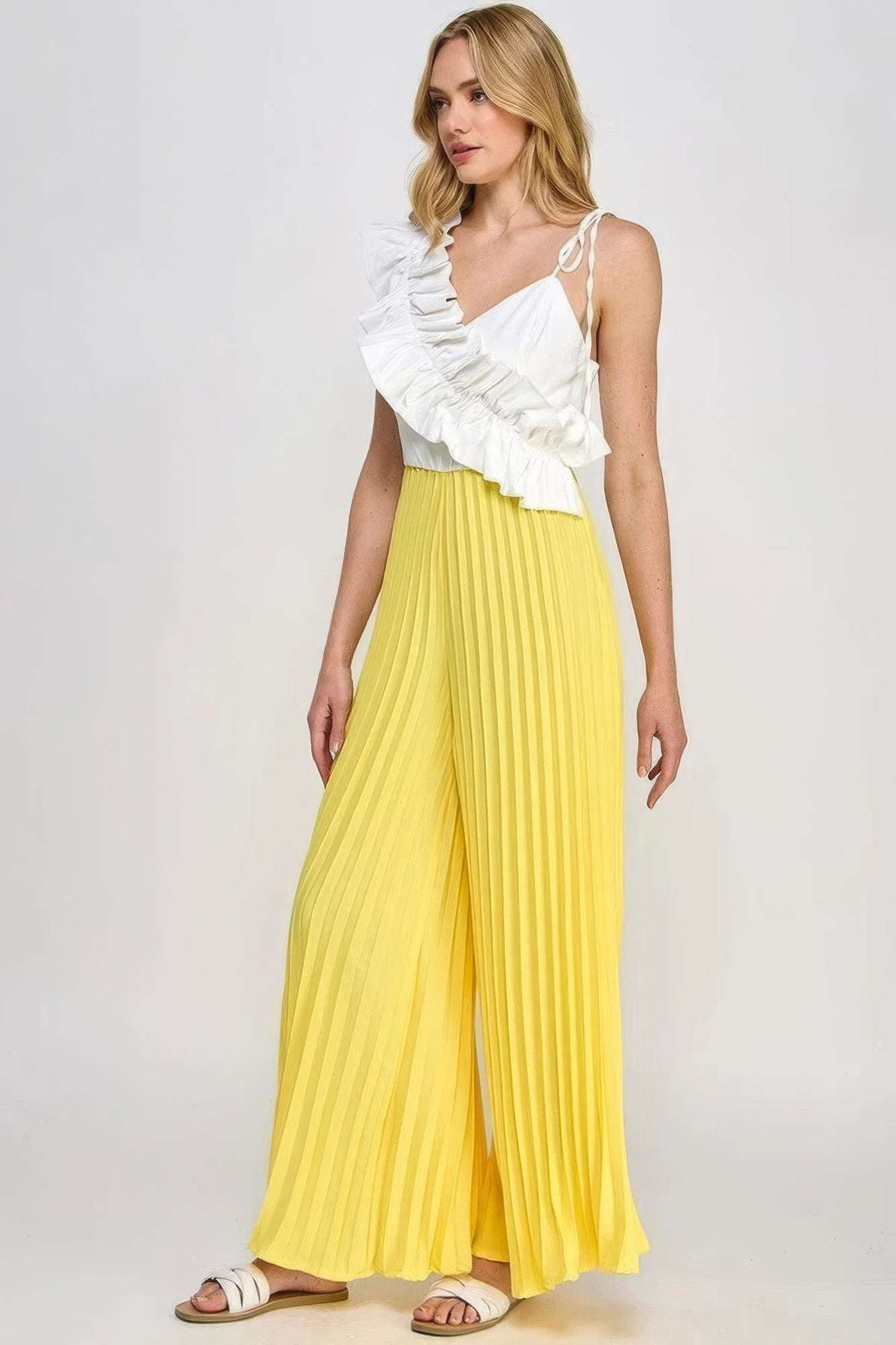 Cami Asymmetrical Ruffle Detail Pleated Bottom Jumpsuit - The Diva Goddess