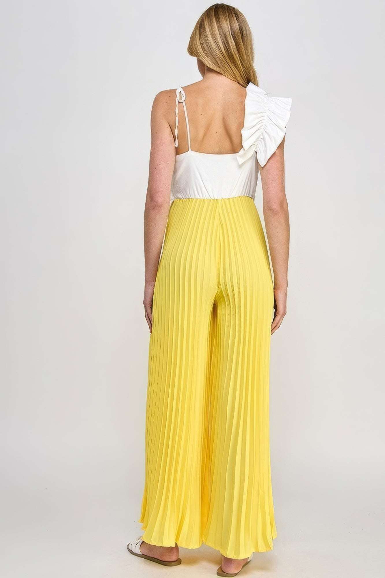 Cami Asymmetrical Ruffle Detail Pleated Bottom Jumpsuit - The Diva Goddess