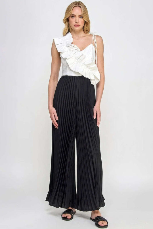 Cami Asymmetrical Ruffle Detail Pleated Bottom Jumpsuit - The Diva Goddess