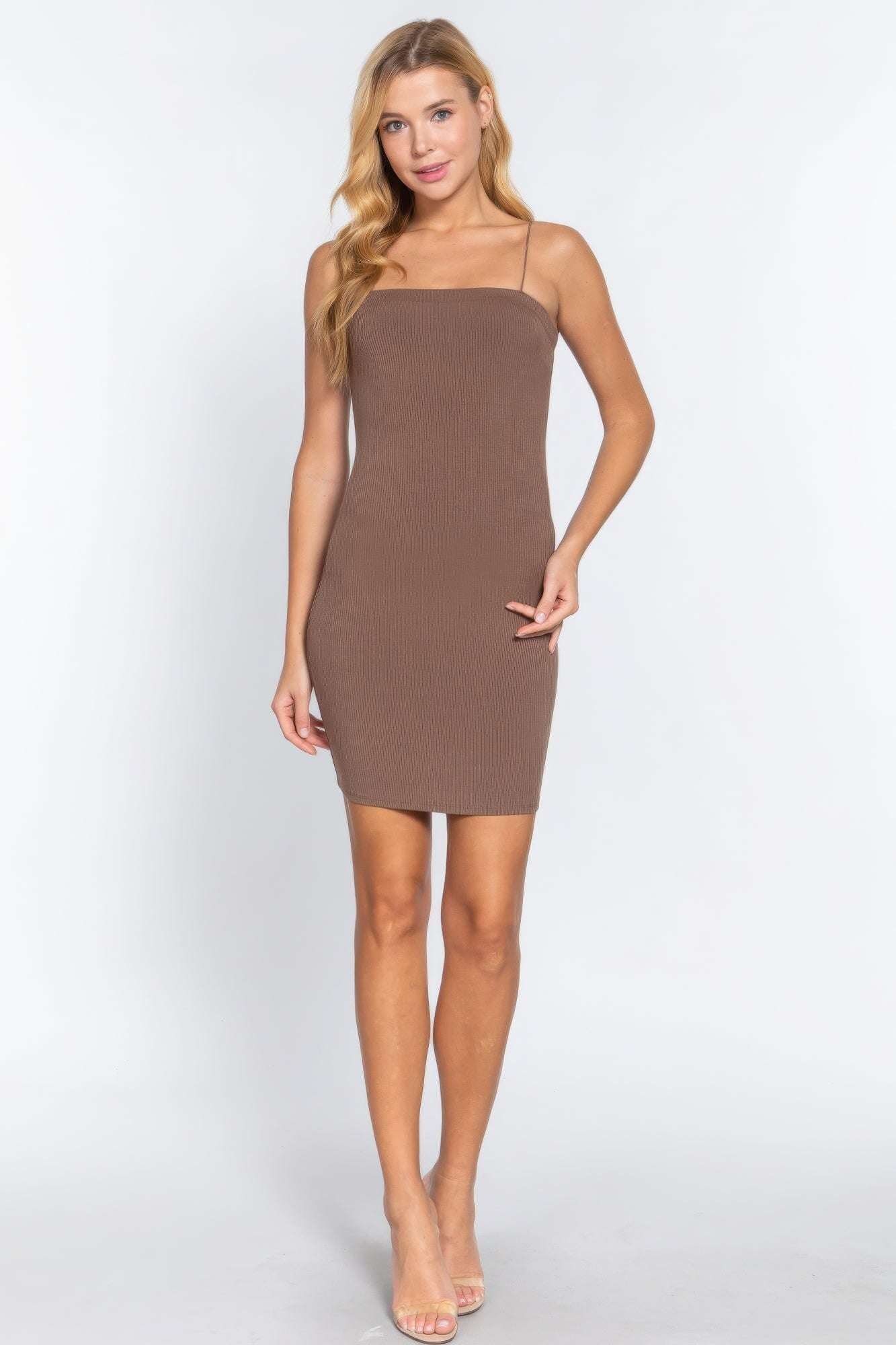 Cami Heavy Rib Mini Dress - The Diva Goddess