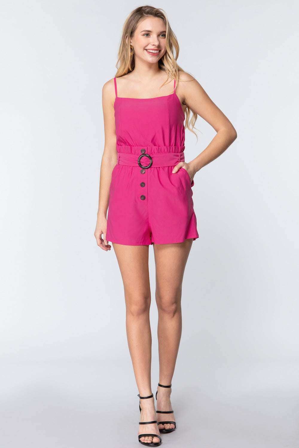 Cami Strp Belted Romper - The Diva Goddess