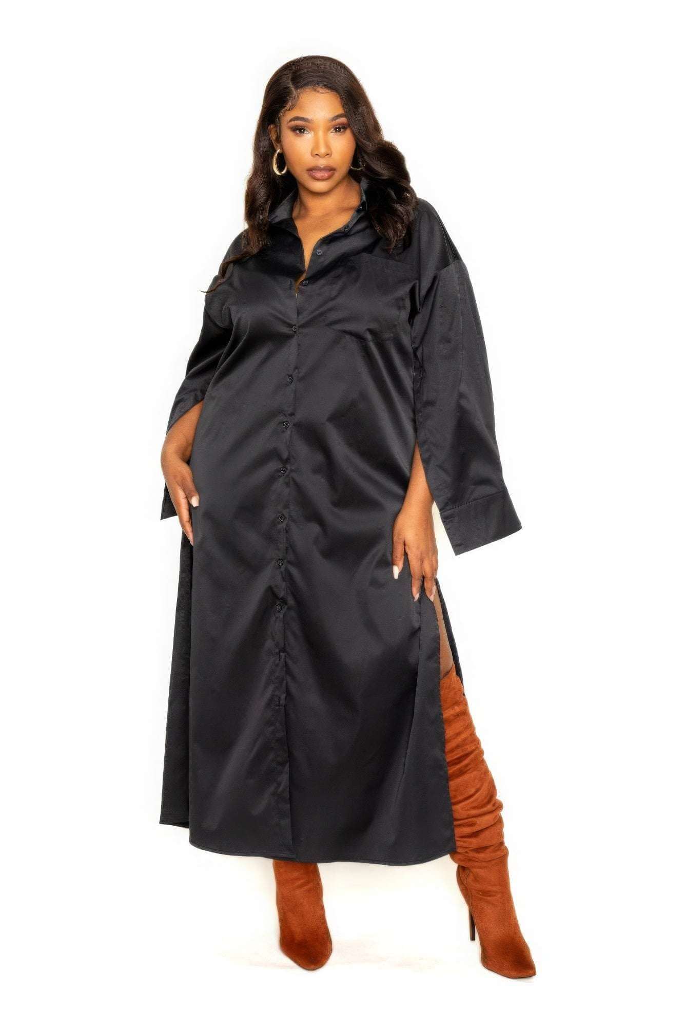 Cape Sleeve Shirt Dress - The Diva Goddess