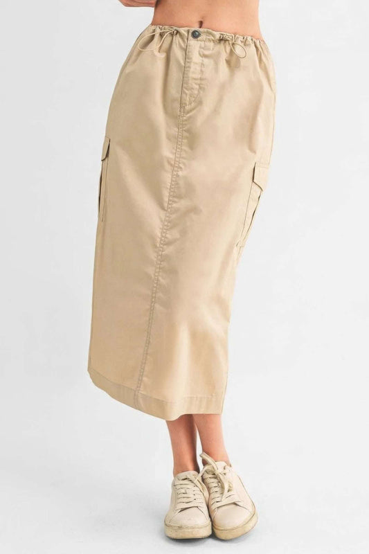 Cargo Skirt With Drawstring Midi Skirt - The Diva Goddess