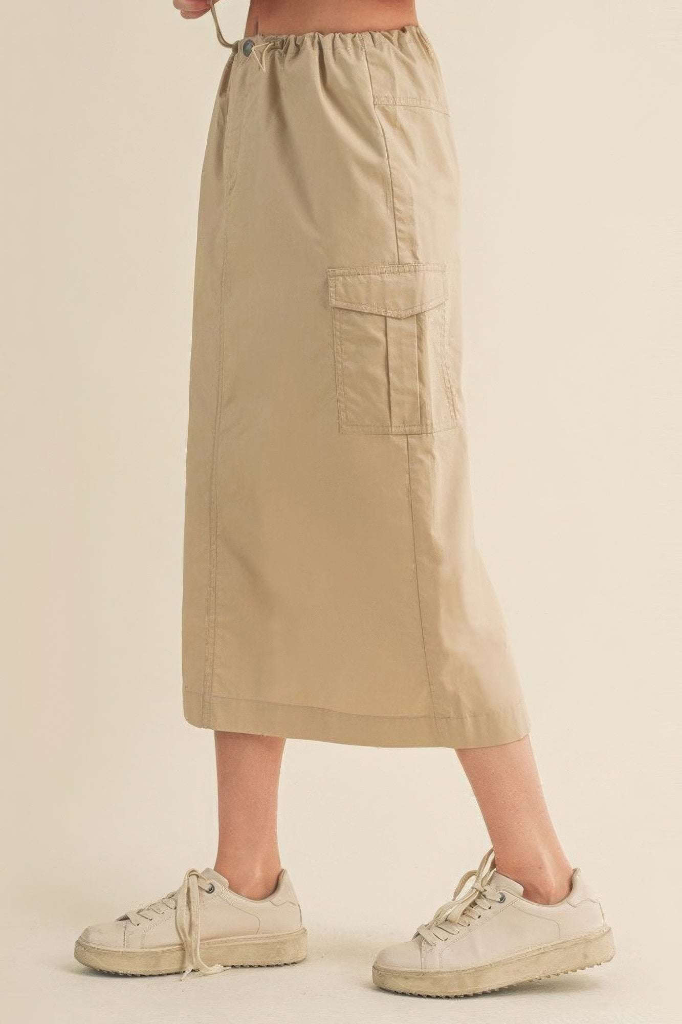 Cargo Skirt With Drawstring Midi Skirt - The Diva Goddess