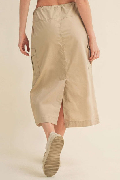 Cargo Skirt With Drawstring Midi Skirt - The Diva Goddess