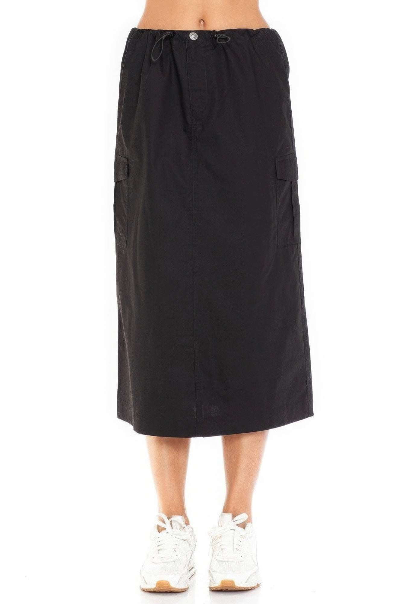 Cargo Skirt With Drawstring Midi Skirt - The Diva Goddess