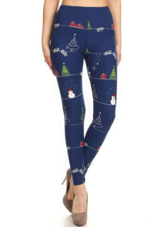 Christmas Cartoon Printed High Waisted Leggings - The Diva Goddess