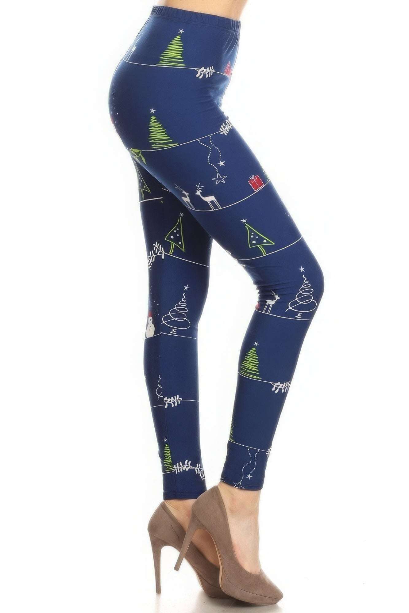 Christmas Cartoon Printed High Waisted Leggings - The Diva Goddess