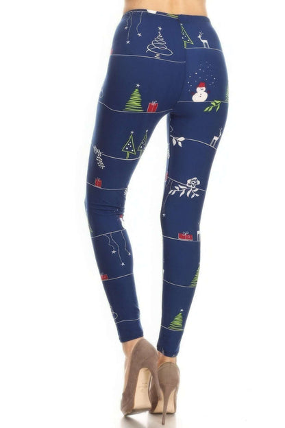 Christmas Cartoon Printed High Waisted Leggings - The Diva Goddess