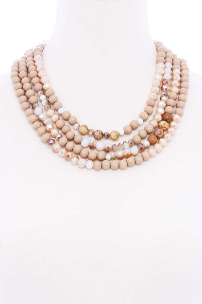 Chunky 4 Layered Bead Multi Necklace - The Diva Goddess