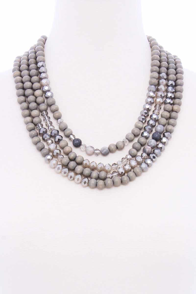 Chunky 4 Layered Bead Multi Necklace - The Diva Goddess