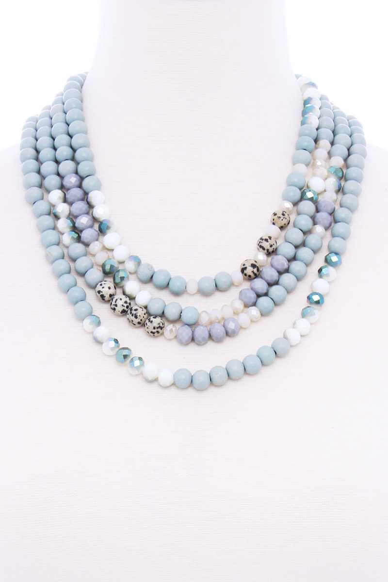 Chunky 4 Layered Bead Multi Necklace - The Diva Goddess