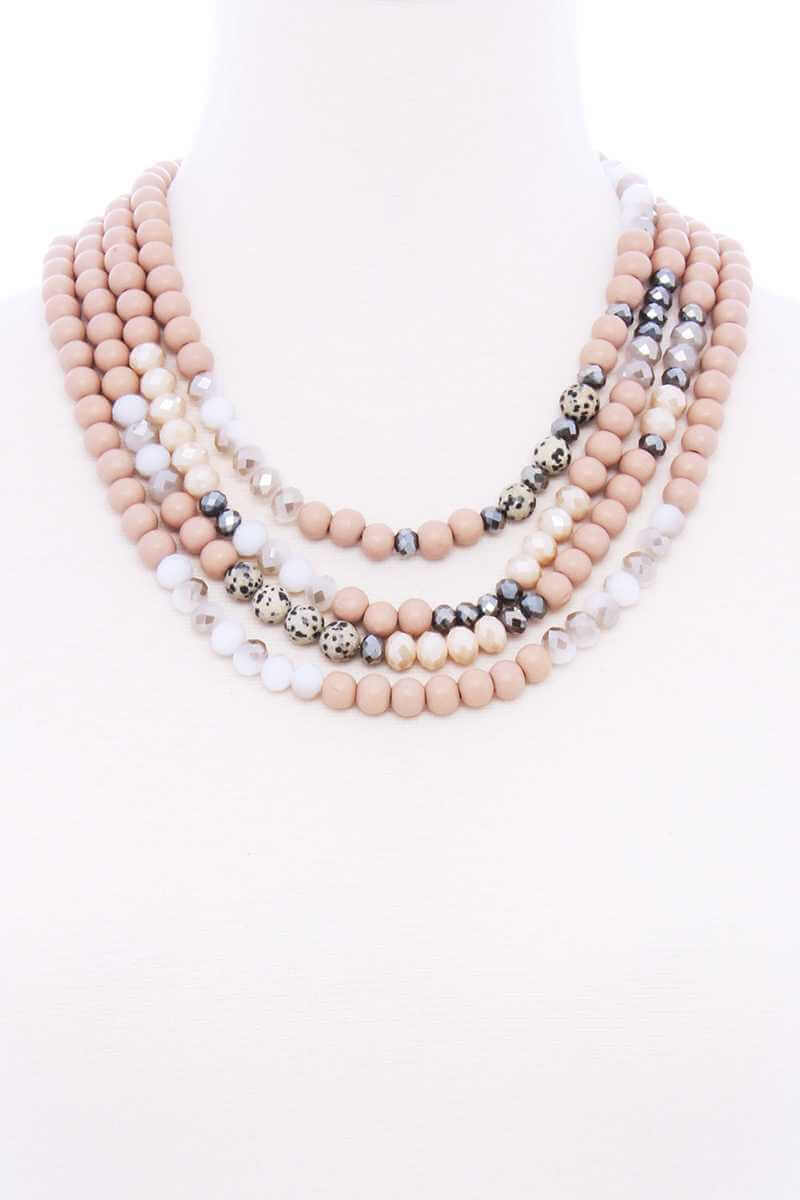 Chunky 4 Layered Bead Multi Necklace - The Diva Goddess