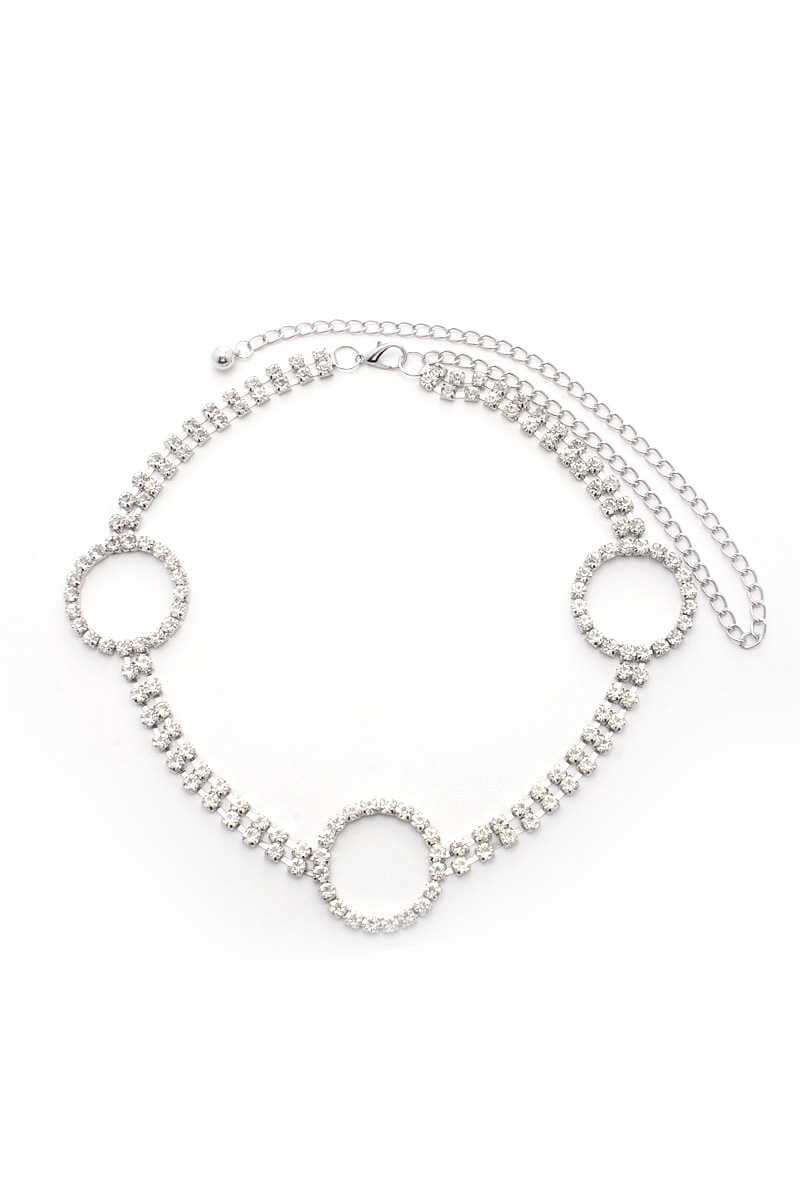 Circle 2 Line Rhinestone Chain Belt - The Diva Goddess