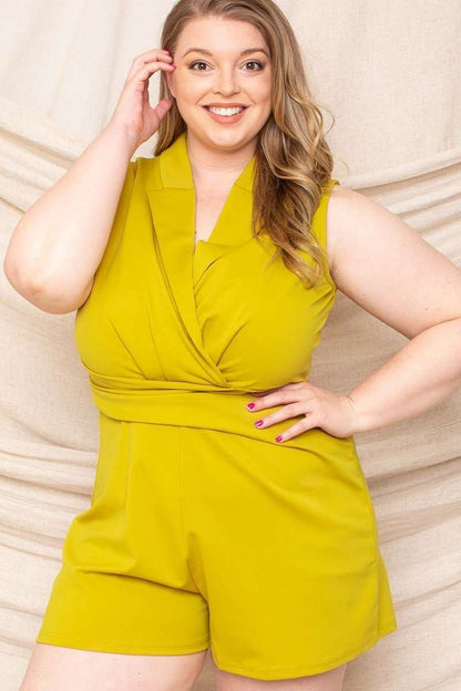 Collared Neck Plus Size Romper - The Diva Goddess