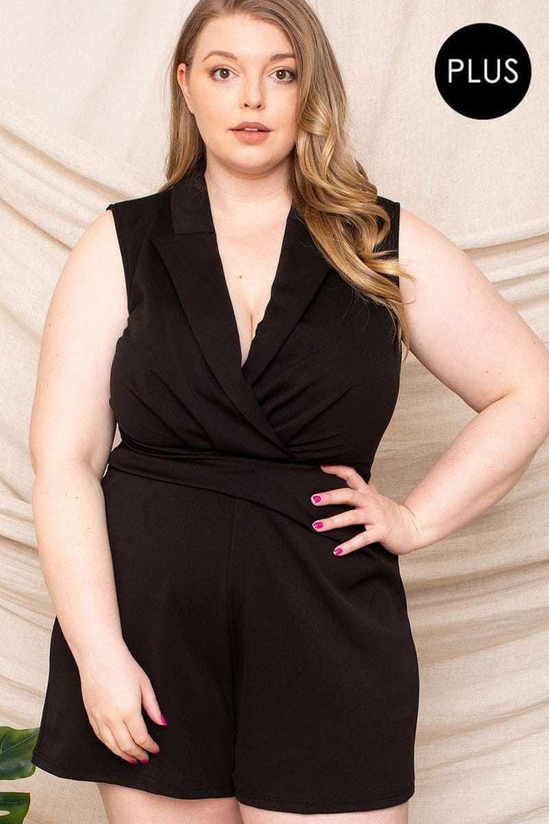 Collared Neck Plus Size Romper - The Diva Goddess