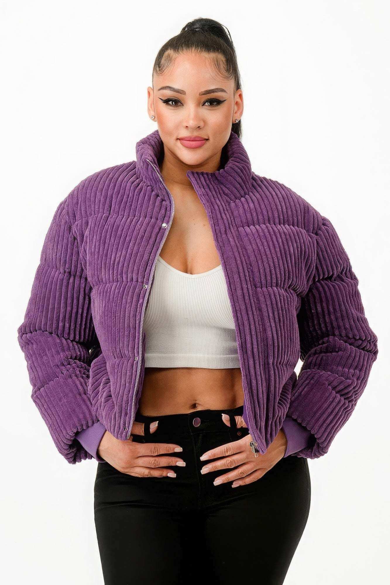 Corduroy Puffer Jacket - The Diva Goddess