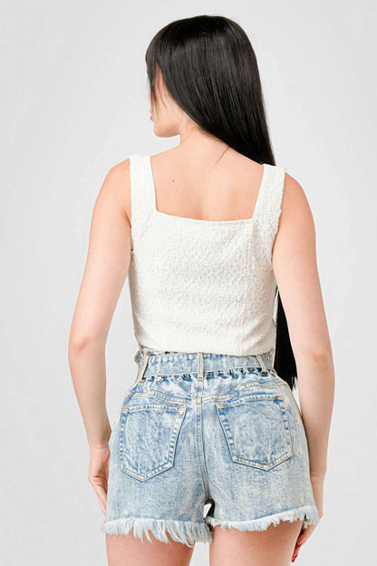 Crinkle Stretch Knit Sweetheart Hooked Bustier Cropped Top - The Diva Goddess