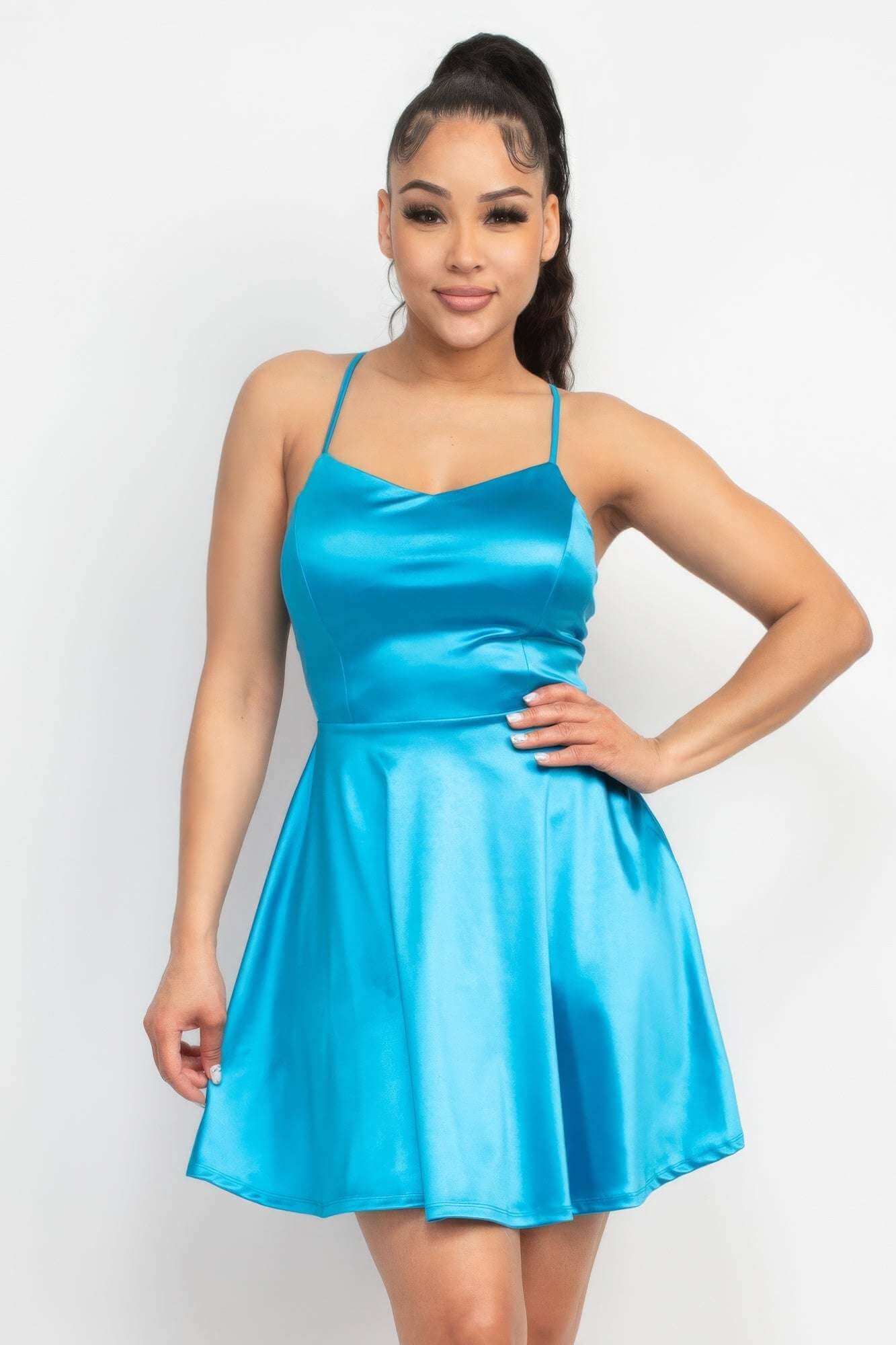 Crisscross A-line Cinched Skater Dress - The Diva Goddess