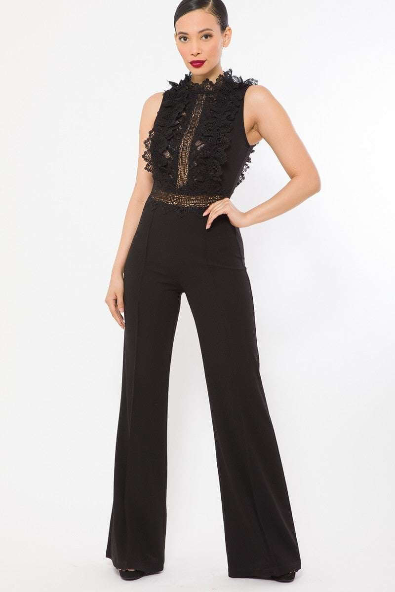 Crochet Lace Combined Bodice Jumpsuit - The Diva Goddess