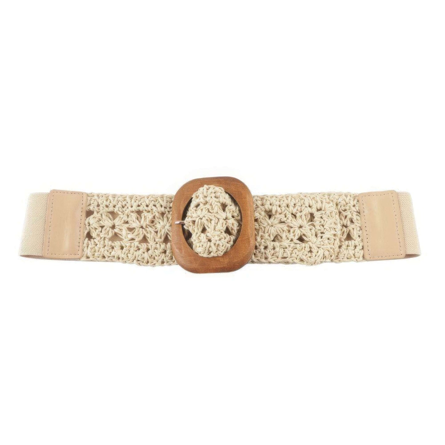 Crochet Wood Buckle Elastic Belt - The Diva Goddess