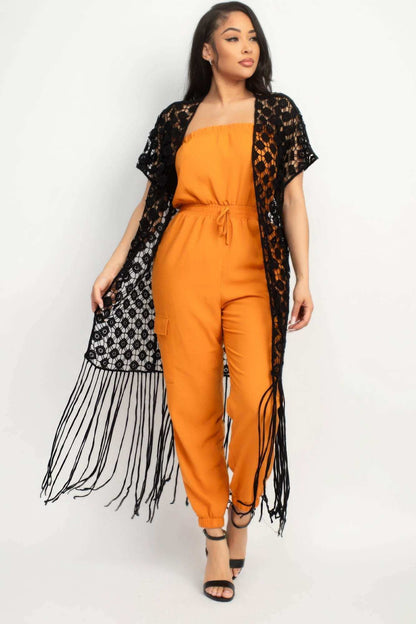 Crocheted Open-front Fringe Kimono - The Diva Goddess