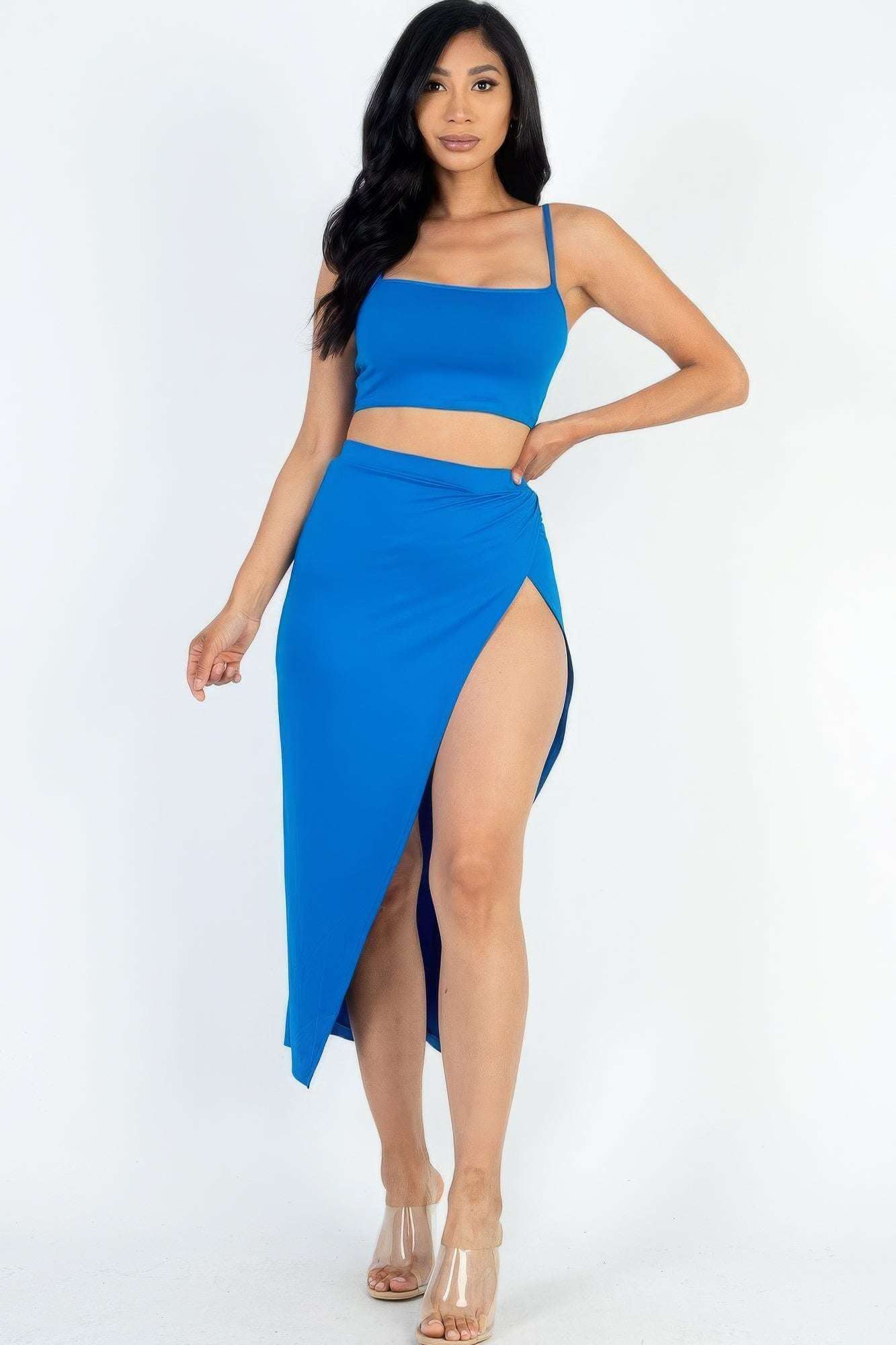 Crop Cami & Split Thigh Maxi Skirt Set - The Diva Goddess