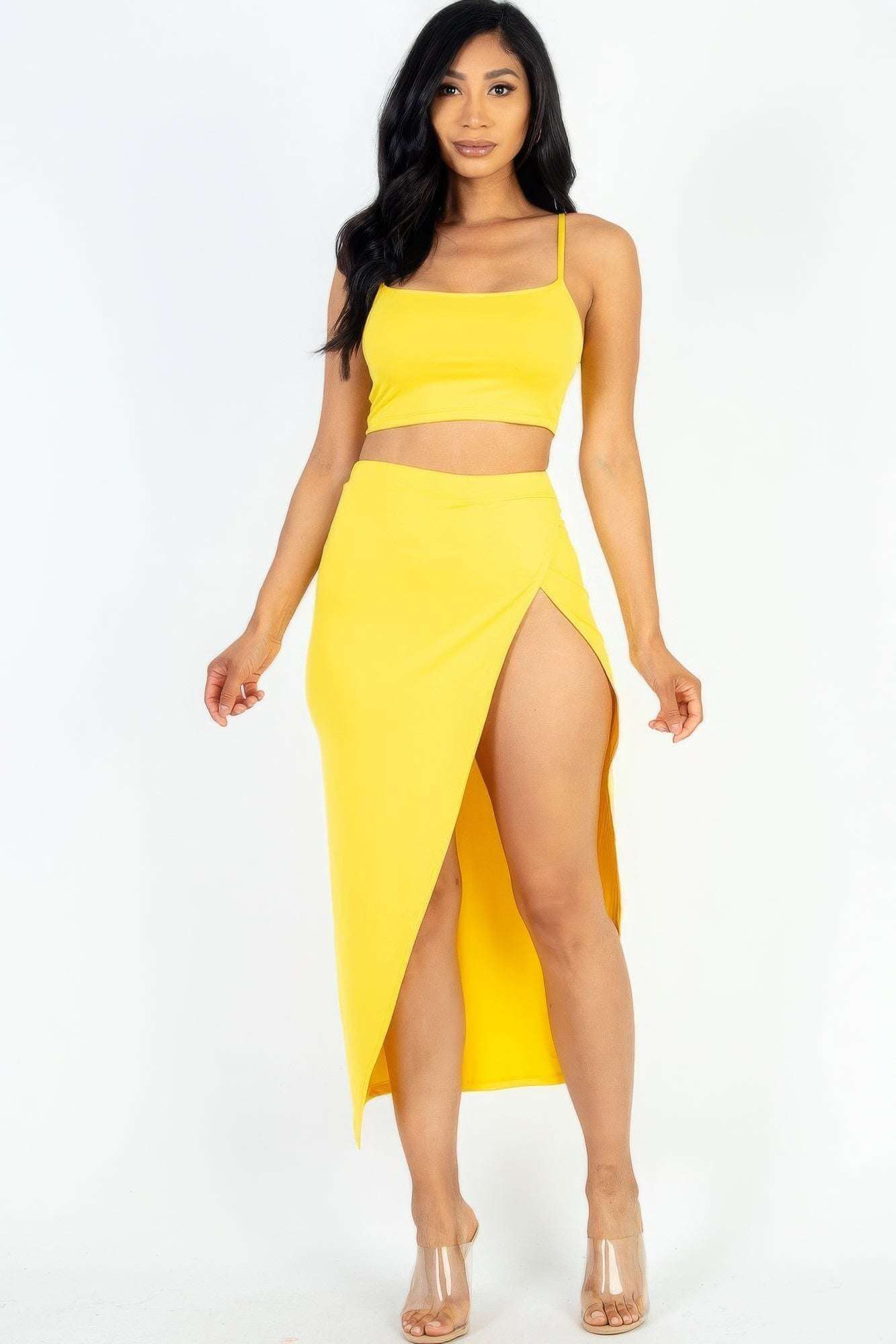 Crop Cami & Split Thigh Maxi Skirt Set - The Diva Goddess