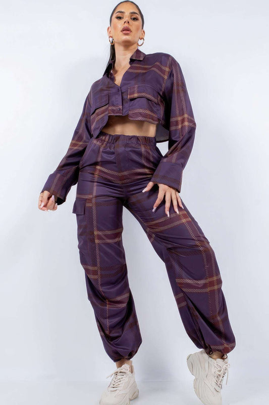 Cropped Shirt & Cargo Pants Set - The Diva Goddess